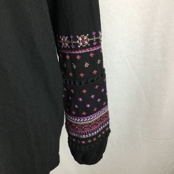 J.Jill Embroidered Long Sleeve Peasant Top Sz LP - Picture 3 of 5
